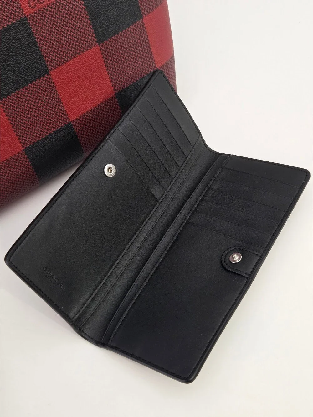 NWT COACH TOTE BAG WITH BUFFALO PLAID PRINT + SLIM WALLET + COACH TOTE INSERT